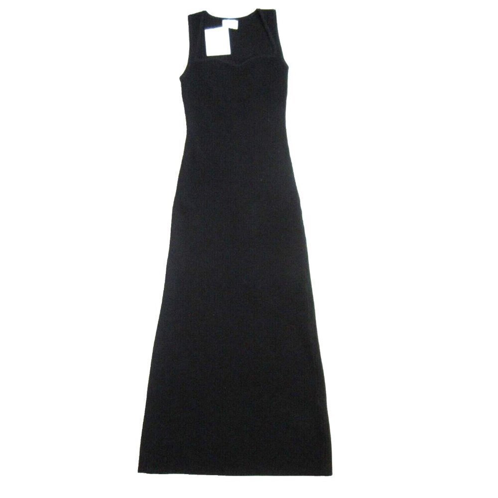 NWT DISSH Fleur Midi in Black Stretch Ribbed Knit Tank Dress S